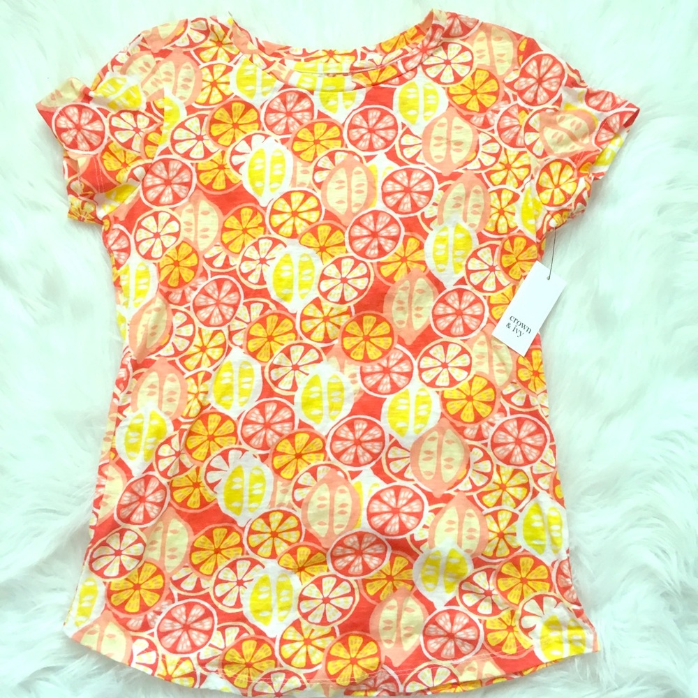 Crown and Ivy Orange and Yellow SS Top Sz PS